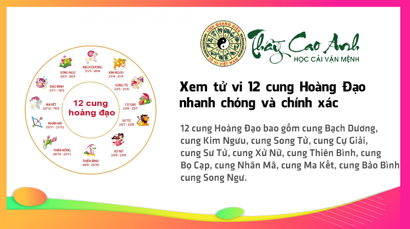 Xem tử vi 12 cung Hoàng Đạo nhanh chóng và chính xác
