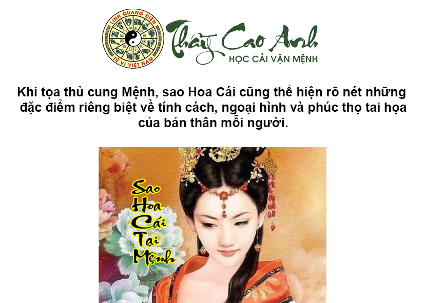 Luận giải sao Hoa Cái trong lá số tử vi