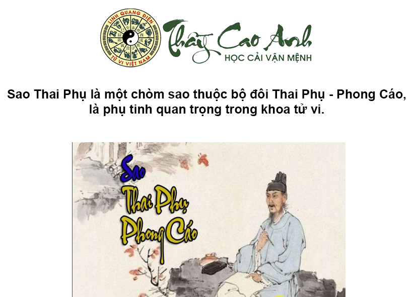 Luận giải sao Thai Phụ trong lá số tử vi