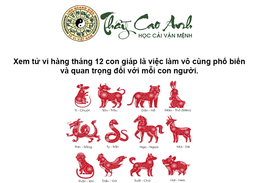 Xem tử vi hàng tháng của 12 con giáp